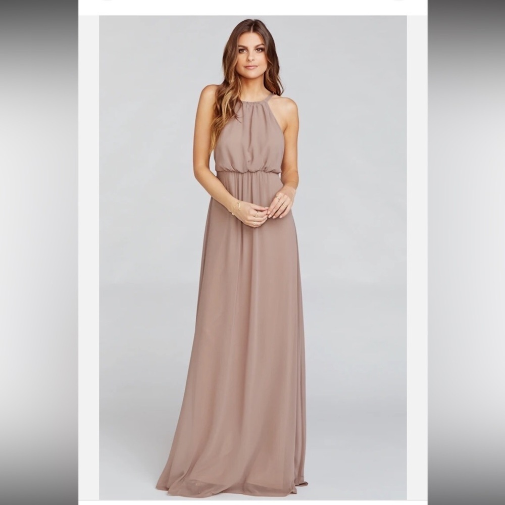 NEW Show Me Your Mumu Amanda Maxi Dress LARGE Halter Bridesmaid Dune Chiffon
